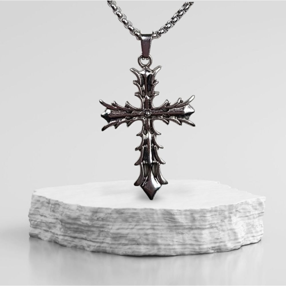 Stainless Steel Christian Cross Pendant Necklace Faith Jewelry NWT Minimalist